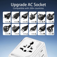 Adaptateur de voyage universel Worldplug avec logo personnalisé, PD 70W, adaptateur secteur international, prise universelle avec USB et Type C