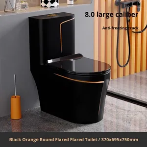 Vente chaude économie d'eau moderne de Style européen toilette en céramique coloré Siphon rinçage noir fermeture lente double bouton - Product Image 6