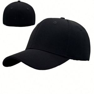 Factory Wholesale High Quality <b>Plain</b> 6 Panel Non-Adjustable Gorras Custom Embroidery Logo Closed Back Fitted Baseball <b>Caps</b> - Product Image 1