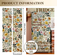 Autocollants rétro personnalisés en gros pour réfrigérateur, motif floral, vinyle brillant amovible, décoration de cuisine pour détaillants OEM