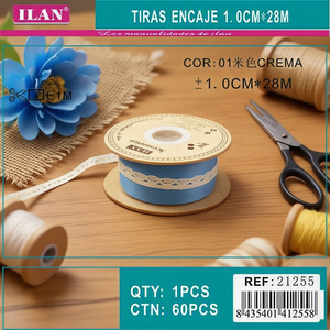 Strisce di Pizzo Ilan 1 Cm X 28 M Colore Crema per Forniture Artigianali - Product Image 3