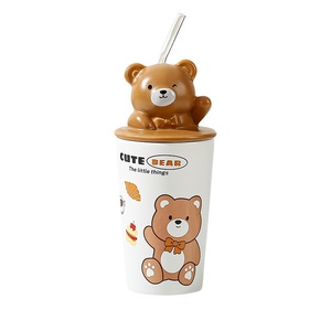Creatieve schattige knuffelbeer keramische mok met hoge kwaliteit en deksel, meisjeshart koffiemok, verjaardagscadeau - Product Image 5