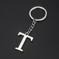 Porte-clés alphabet A-Z pour femme, breloque de sac à main en métal imprimé UV, léger, pendentif lettre initiale unique avec anneau porte-clés