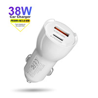 Chargeur de voiture portable OEM pour téléphone, 2 ports USB et Type-C, charge rapide 3.0 PD 38W, téléphone portable