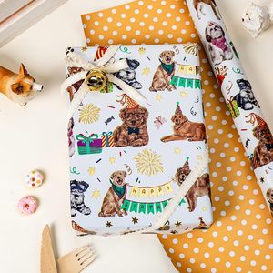 Pawty Pups Wrapping Paper 17 In X 16.5 Ft Double Side Metallic Foil Dog Print Birthday Gift <b>Wrap</b> Craft Use - Product Image 2