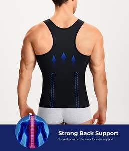 Camisa <span class=keywords><strong>de</strong></span> compresión para hombre, camiseta sin mangas para adelgazar el cuerpo, camiseta interior ajustada, faja con botones y control <span class=keywords><strong>de</strong></span> barriga - Product Image 2