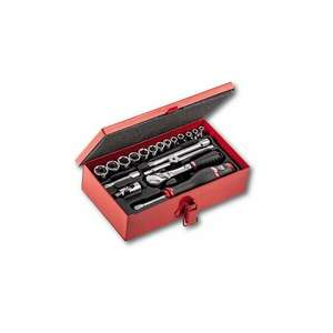 USAG - U06120007 SURTIDO EN CAJA DE CHAPA DE ACERO CON TOMAS HEXAGONALES (19 PCS.) -EAN 8001150030123 JUEGOS DE TRINQUETE Y TOMAS 1/4" - Product Image 1