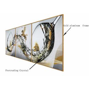 Triptyque mural de luxe nordique pour salle à manger, verre à vin, peinture en porcelaine cristalline, impression HD, décoration intérieure, vente en gros, personnalisable - Product Image 3