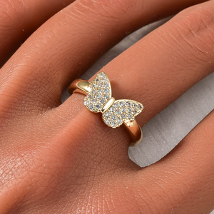 Nouveauté Collier, boucles d'oreilles, bague et bracelet en cuivre plaqué or 14 carats avec zircon, ensemble de bijoux de mariée pour femmes - Product Image 5