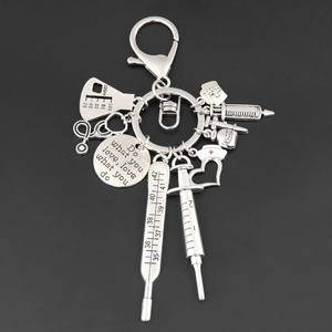 Nouveau porte-clés médical, porte-clés médical, thermomètre en verre gradué, aiguille, tube, porte-clés, cadeau pour médecins et infirmières, bijoux - Product Image 1