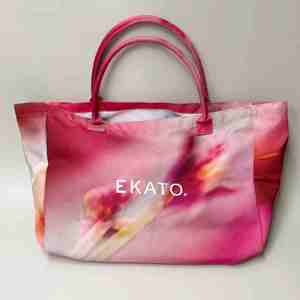 Sacs de transport réutilisables en coton de 20 pouces Sac fourre-tout pour la plage par sublimation Sac de plage à motif de fleurs roses avec poignée ronde - Product Image 5