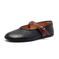 Chaussures plates décontractées Mary Jane pour femmes, à bout carré, en cuir de vachette, avec semelle en caoutchouc, légères et colorées