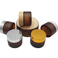 Pots cosmétiques ronds personnalisés en verre ambré mat givré brun pastel foncé avec couvercle en bambou – 5g, 10g, 15g, 20g, 30g, 50g, 100g