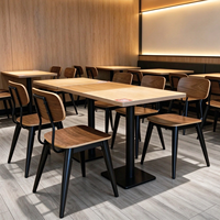 Ensemble table et chaises pour restaurant de restauration rapide, table à manger en bois grainé, chaises de bistrot en bois courbé pour restaurant de nouilles, cantine