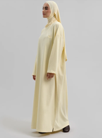 Robe Abaya en coton pour femme, collection automne-hiver, coupe élégante, col rond, manches longues, robe modeste