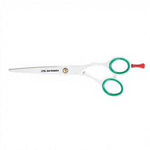 Tijeras de Peluquería Profesionales de Acero Inoxidable Japonés para Estilistas y Uso Doméstico, Blancas, Verdes y Rojas, 5.75 Pulgadas - Product Image 1