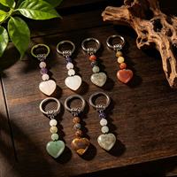 Pendentif porte-clés en cristal naturel Jingfa, pierre précieuse de guérison, breloque de protection, motif cœur sculpté, thème amour, pour sac, vente en gros