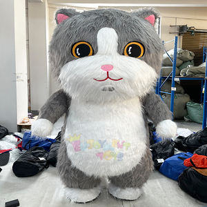 Disfraz Inflable de Gato Gris Esponjoso, Talla Adulto, Adorable Traje de Gato de Dibujos Animados para Fiestas/Publicidad, Felpa de Alta Calidad - Product Image 1