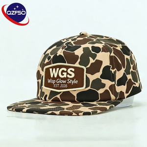 Casquette Snapback QZFSO personnalisée 5 panneaux motif léopard camouflage, séchage rapide, logo brodé, étiquette tissée en corde, casquette de baseball imperméable - Product Image 1