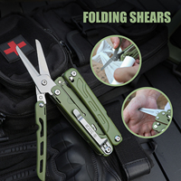 Pince multifonction professionnelle Xhandle MT-13 20-en-1 avec lame en acier D2, vert OD, outil EDC avec tige de démarrage de feu