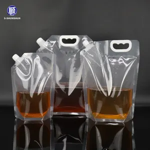 Bolsa de agua plegable portátil, bolsa de plástico transparente para bebidas, cerveza, jugo, al aire libre
