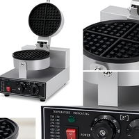 Gaufrier belge antiadhésif rond en acier inoxydable 1600W pour la maison, le café et le brunch