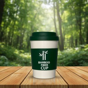 Food Grade Travel Mug Customized Drink Coffee Bamboo Fiber <b>Reusable</b> Round Bottom Plastic Drinks <b>Cup</b> 12Oz 15Oz - Product Image 1