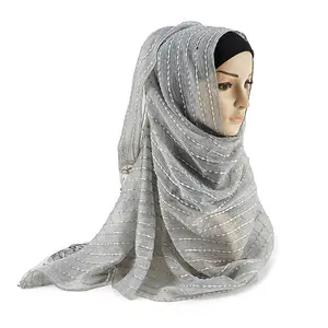 2020 Nieuwjaar Mode Luxe Hoge Kwaliteit Sjaals Zacht Ademend Katoen Sjaal Arabische Dubai Kant Sjaal Hijaabs Voor Frankrijk Groothandel