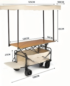 Carrito Plegable de Acero de Gran Capacidad con Toldo Desmontable, Vagoneta Utilitaria para Exteriores, Portátil para Campamentos y Mercados Nocturnos - Product Image 5