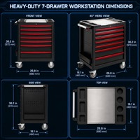 Chariot à outils métallique à 7 tiroirs en gros, vente en gros directe d'usine chinoise avec service de personnalisation du logo et de la couleur pour le marché d'exportation