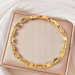 Chaîne en cuivre géométrique unisexe massif, élégante, texturée, lisse, premium, intemporelle, plaquée or 18 carats, vente en gros - Product Image 1