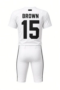 Maillot de football marron et blanc pour homme adulte, ensemble short et maillot à manches courtes, col en V, impression par transfert thermique, 100 % coton, adapté à toutes les saisons - Product Image 1