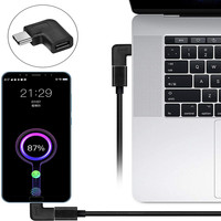 Adaptateur USB 3.1 Type C mâle vers femelle USB-C avec sortie CC à angle droit de 90 degrés pour smartphones et tablettes, en PVC