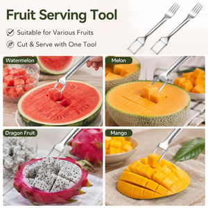 2 in 1 Stainless Steel Watermelon Cutter Fork Fruit Slicer Serving Tool for Restaurant Hotel <b>Kitchen</b> - Product Image 5