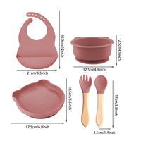 5 PCS mignons ustensiles pour tout-petits en forme d'ours plateaux et ensembles de bols avec fourchettes pour enfants et cuillèr