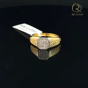 Elegant Men's 14K <b>Gold</b> Plated Luxury <b>Ring</b> with Diamond Design for Wedding & Party Occasions - Product Image 1