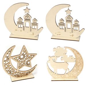 Decoración de Madera para Ramadán y Eid, Castillo Lunar, Estrella, Letra Árabe, Figura de Oveja, Adorno de Escritorio para Decoración de Mesa Festiva en el Hogar - Product Image 4