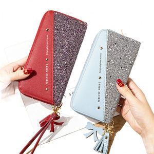 Cartera Larga de Moda con Diamantes para Mujer, Cartera de Cuero PU con Lentejuelas y Parches, Carteras de Lujo para Mujer - Product Image 1