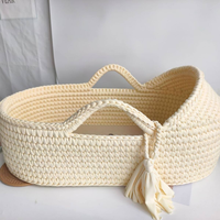 Panier de Moïse en corde de coton tressée à la main avec poignées robustes pour chambre et extérieur, station de change portable – Vente en gros