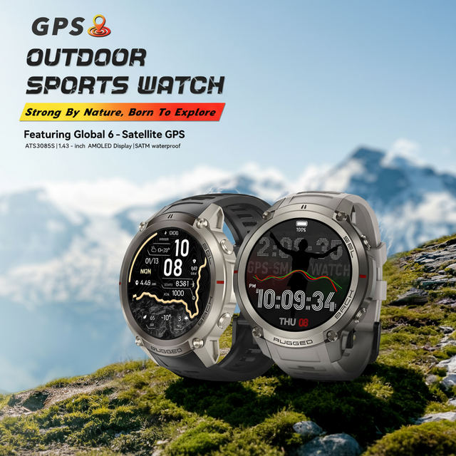 DM59 GPS Smart Watch With Offline Maps 1.43-inch AMOLED HD Screen 5ATM Waterproof 170+ Sports Modes Rugged Outdoor Tracker