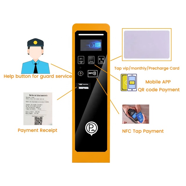 Auto Unattended Barrier Camera Plate Reader Metal Car Parking Ticket Machine JANA PT12IN/EX Waterproof Ticket Issuing Card