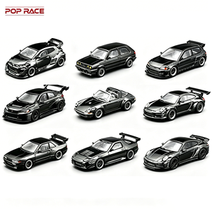 POPARCE Modèle de voiture miniature en alliage moulé sous pression à l'échelle 1:64, finition <span class=keywords><strong>chrome</strong></span> foncé, RX7 CIVIC PANDEM RWB GTR GT500 EG6, collection de véhicules jouets - Product Image 1