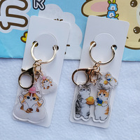 Stock promotionnel : Breloques porte-clés et pendentifs de sac en acrylique transparent double face, motifs chat mignon, chat requin, vente en gros