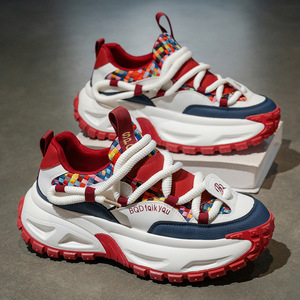 Chaussures pour hommes Automne 2025 Nouvelle mode Polyvalente PU Color Block Doublure en maille Confortable Chaussures de sport décontractées Chaussures de course Lacets - Product Image 6