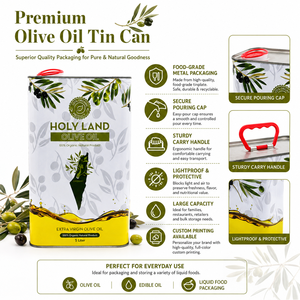 Bidon carré en métal de 5 L avec poignée pour huile d'olive, bidon vide de qualité alimentaire pour huile végétale comestible, impression personnalisée - Product Image 2
