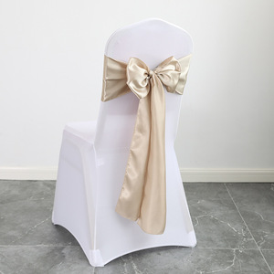 Hotel Nordic-style Plain Dyed Wedding Banquet <strong>Chair</strong> <strong>Covers</strong> <strong>Chair</strong> Back Silk Scarves Satin Ribbons for Decoration - Product Image 3
