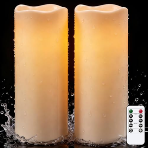 Vela LED Impermeable con Llama 3D sin Fuego, Funciona con Batería, con Control Remoto y Temporizador para Decoración de Fiestas al Aire Libre - Product Image 1