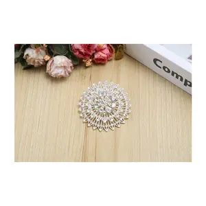 Fashion Button 63MM Rhinestone Glass Flowers Fancy Metal Plastic Plating Shank Button For Furniture