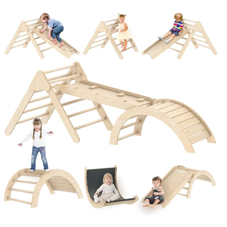 Wooden Pickler Triangle Climbing Arch Gym Toy Montessori Indoor Activity Play Structure Triangle Climbing frame