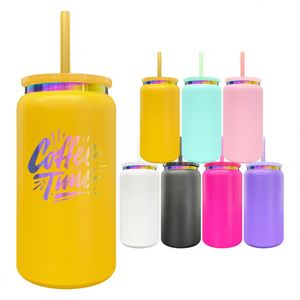 Vaso Tumbler de Acero Inoxidable de 16oz con Diseño Arcoíris para Grabado Láser DIY, Disponible en Almacén de EE. UU. - Product Image 1